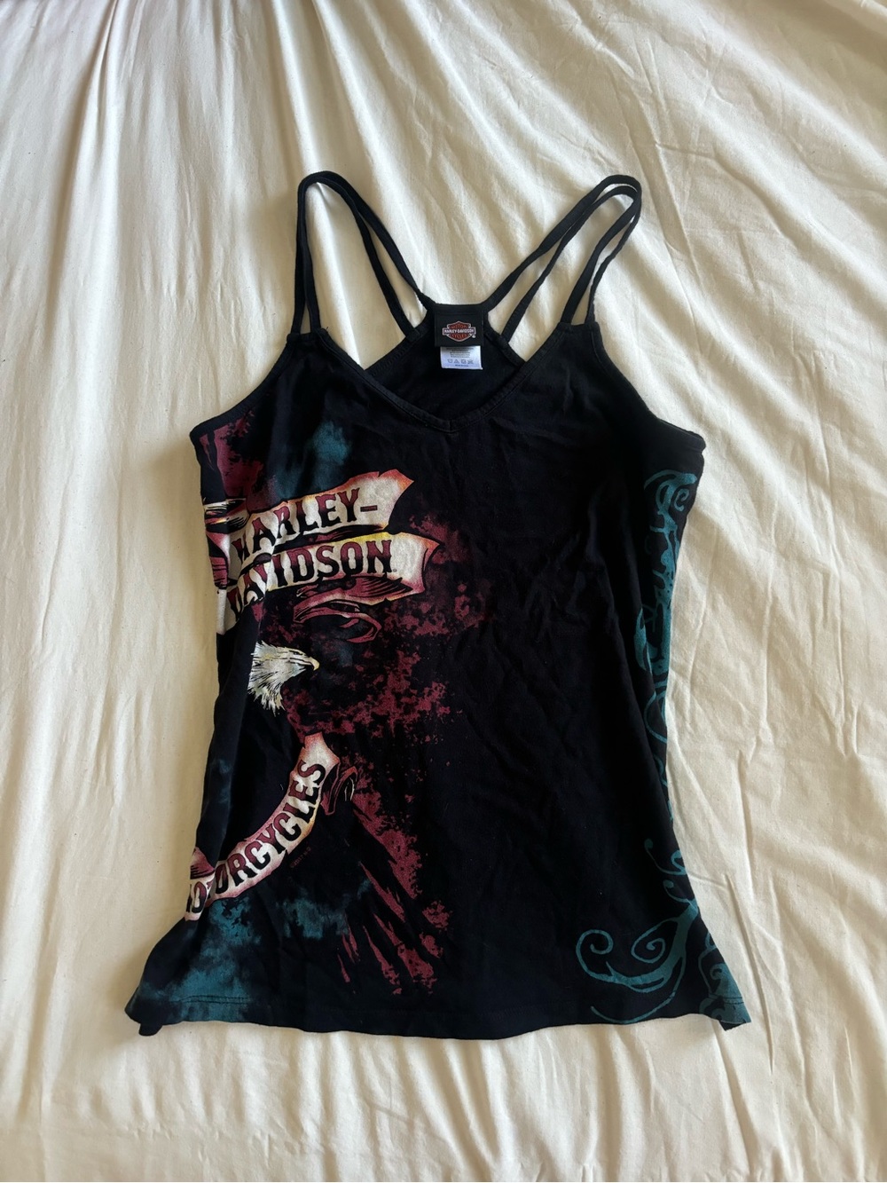 harley davidson vintage medium graphic grunge black cami medium